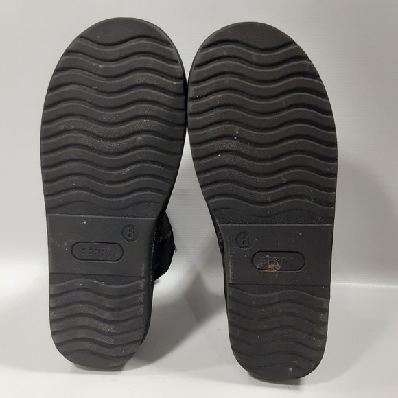 Serra size 8 black & leopard print faux fur lined leather slip on ankle booties - Picture 7 of 8